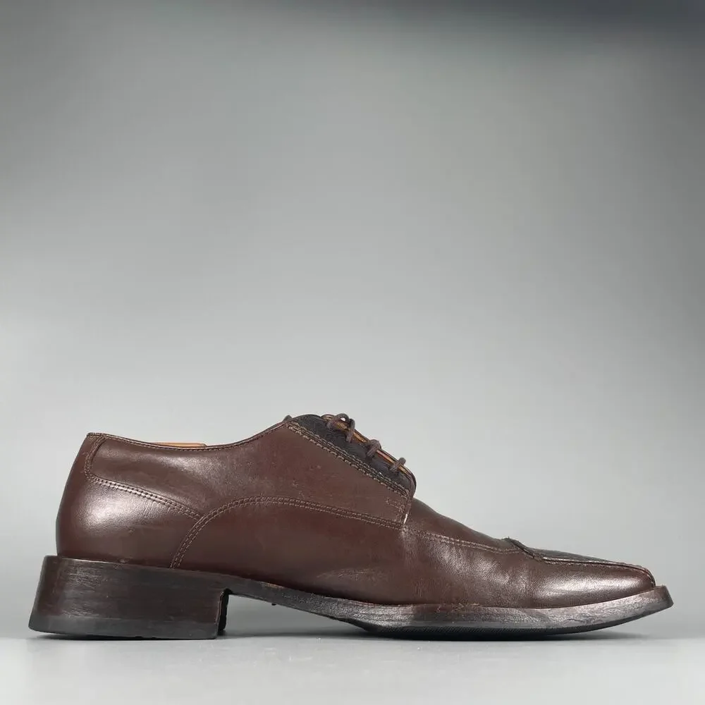 David Eden Joes Men's Size 9.5 Brown Croc Leather Lace Up Dress Shoes Casual GUC